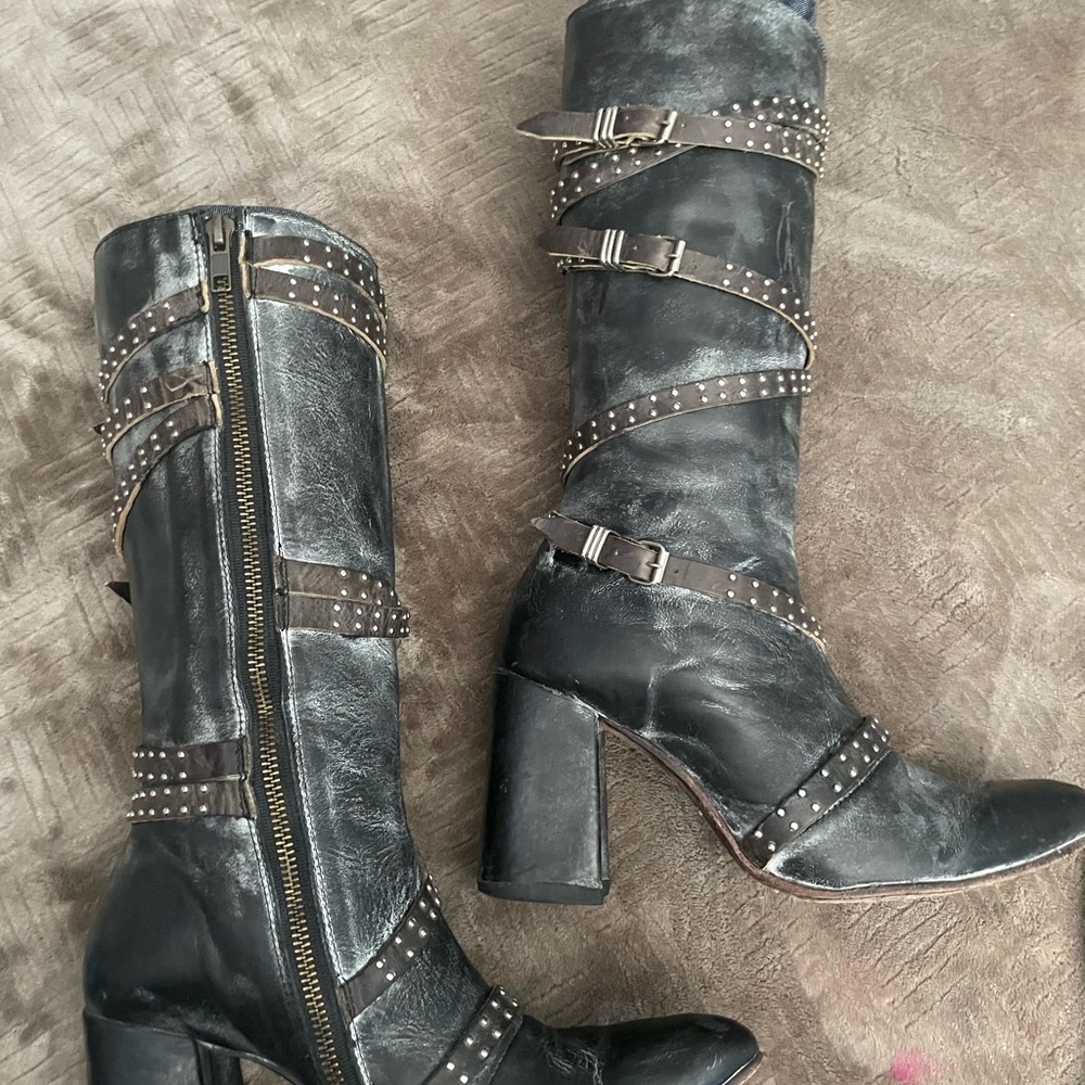 Freebird by Steven Black and Brown Strappy Heeled Boots